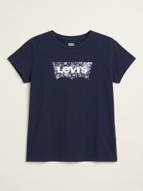 Levi's Slate Blue Logo Tee with White Print